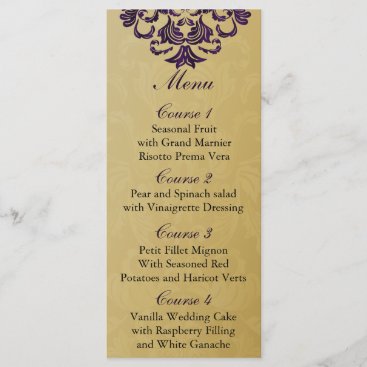 purple  gold Wedding menu