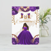 Purple Gold Western Charro 2-Sided Quinceanera Invitation (Standing Front)