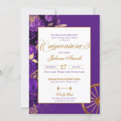 Purple Gold Western Charro 2-Sided Quinceanera Invitation (Back)