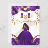 Purple Gold Western Charro 2-Sided Quinceanera Invitation (Front)