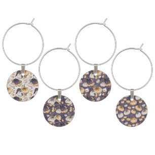 PURPLE GOLD WHITE FALL AUTUMN PUMPKINS WINE CHARM