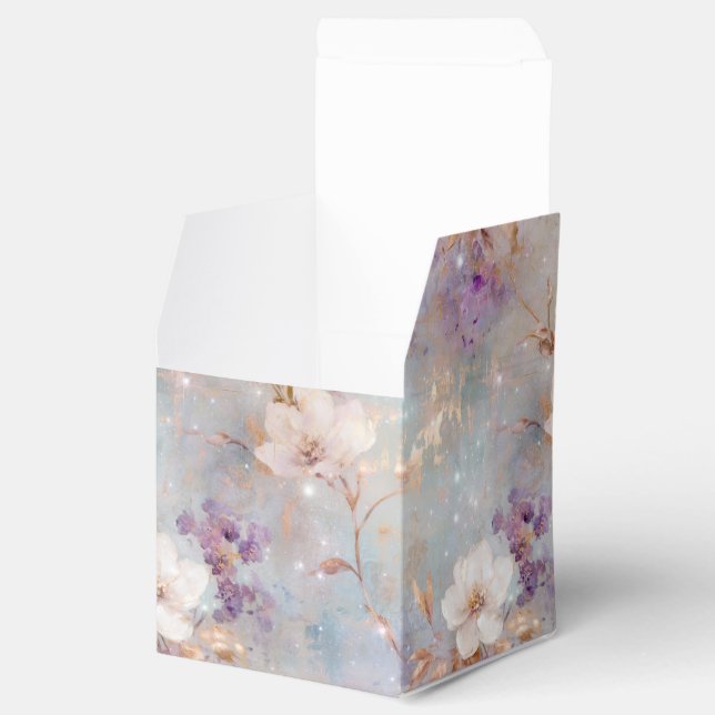 Purple Gold White Floral Favor Boxes (Opened)
