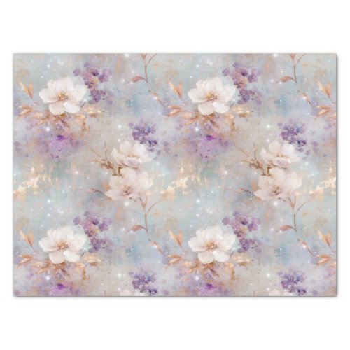 Purple Gold White Floral Tissue Paper