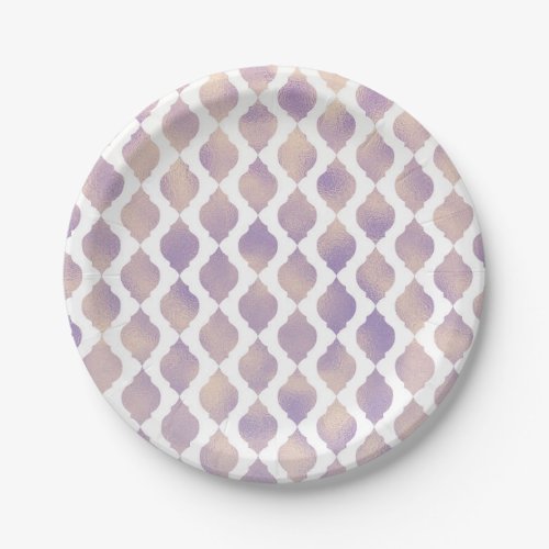 Purple Gold  White Moroccan Modern Custom Party Paper Plates