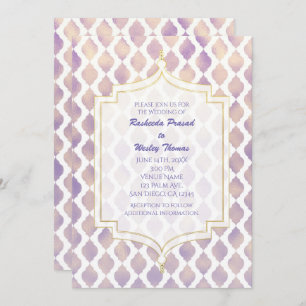 Purple Gold & White Moroccan Wedding Invitations