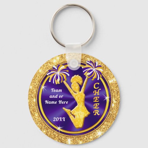 Purple Gold White Personalized Cheer Squad Gifts Keychain