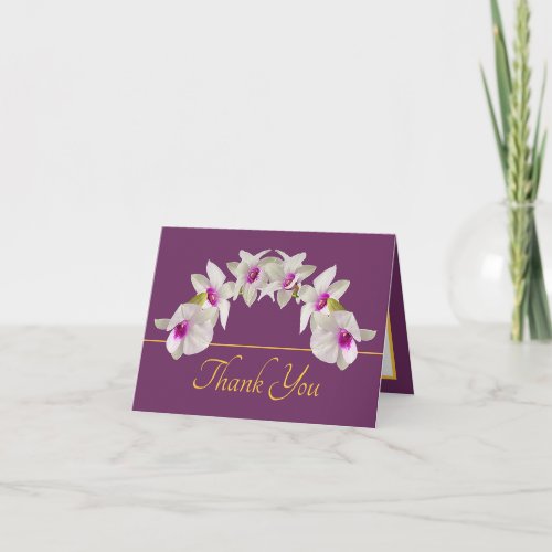 Purple Gold White Pink Orchid Bouquet Thank You Card