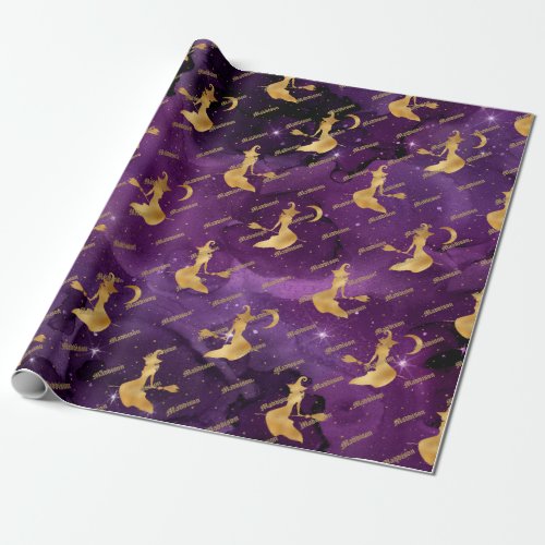 Purple Gold Witch Wrapping Paper