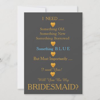 Purple & Gold With Heart Will You Be My Bridesmaid Invitation by sunbuds at Zazzle