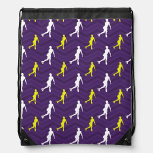 Purple, Gold Yellow, White, Figure Skating Chevron Drawstring Bag