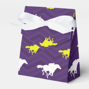 Purple, Gold Yellow, White, Horse Racing Chevron Favor Boxes