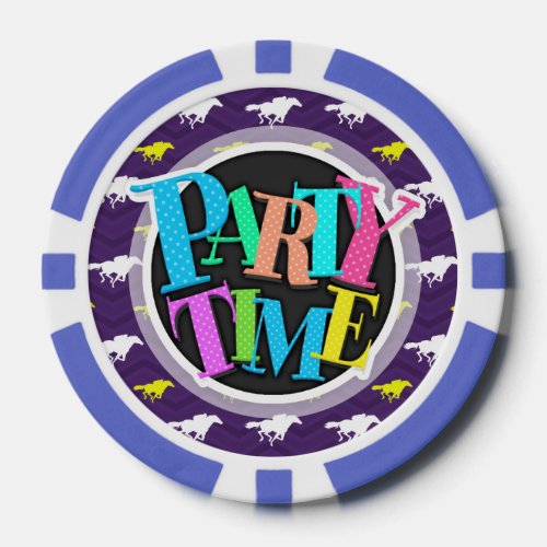 Purple Gold Yellow White Horse Racing Chevron Poker Chips