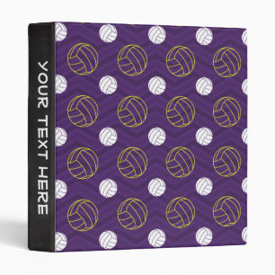 Purple, Gold Yellow, White, Volleyball Chevron Binder