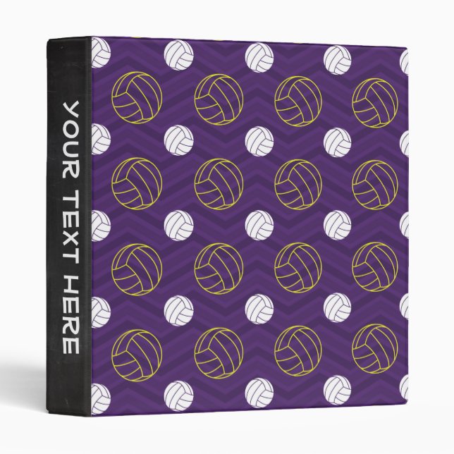 Purple, Gold Yellow, White, Volleyball Chevron Binder (Front/Spine)