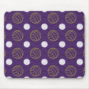 Purple, Gold Yellow, White, Volleyball Chevron Mouse Pad