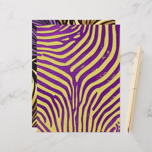Purple &amp; Gold Zebra Stripe Pattern Scrapbook Paper