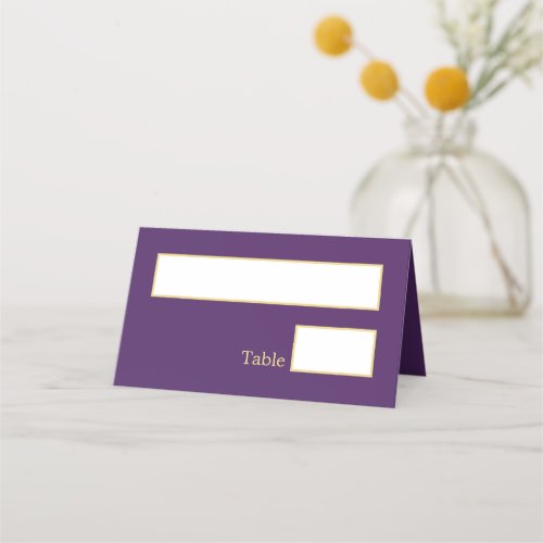 Purple Golden Beige Wedding Folded Place Card