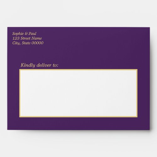 Purple Golden Beige Wedding Invitation Envelope