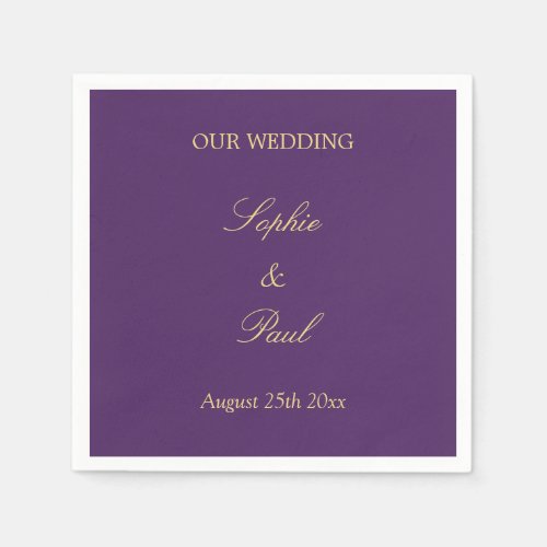 Purple Golden Beige Wedding Napkins