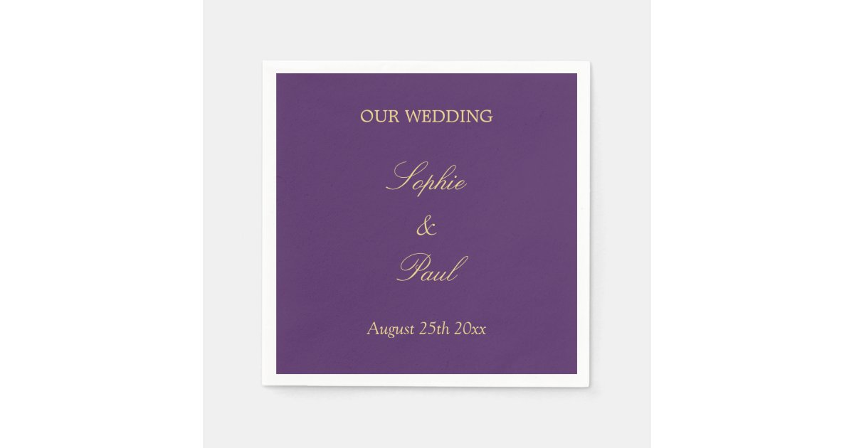 Purple Golden Beige Wedding Napkins