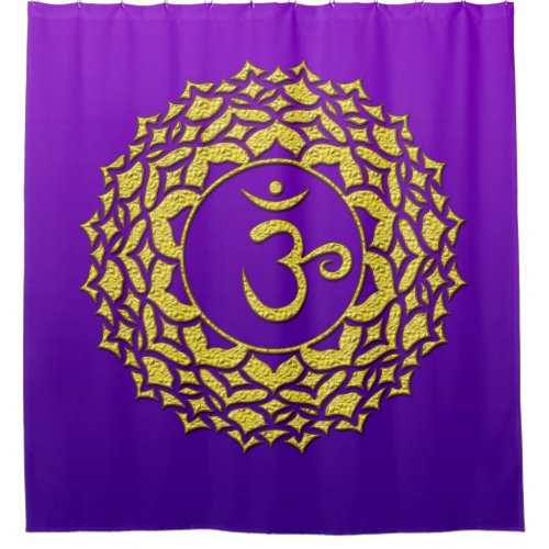 Purple Golden Crown Chakra Art Shower Curtain