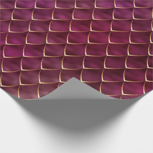 Purple Golden Pearl Mermaid Dragon Scales Pattern Wrapping Paper