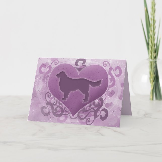Purple Golden Retriever Valentine's Day Card (Front)