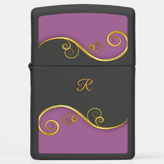 Purple-golden Swirls w/out Monogram Zippo Lighter