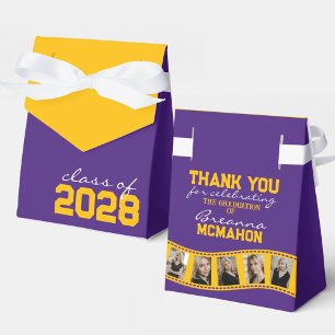 Purple & Golden Yellow Photo Collage Filmstrip Favor Boxes