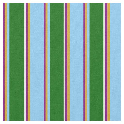 Purple, Goldenrod, Light Sky Blue, Green & White Fabric