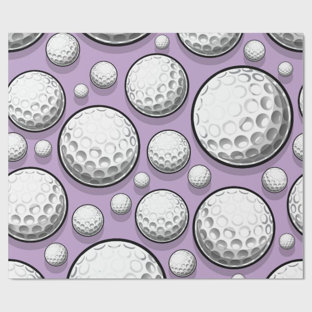 Purple Golf Party Wrapping Paper (Flat)