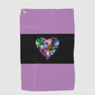 Purple Golf Towel with Colorful Heart