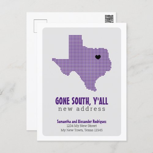 Purple Gone South Yall Moving Postcard