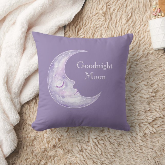 Purple Goodnight Moon Throw Pillow (Blanket)