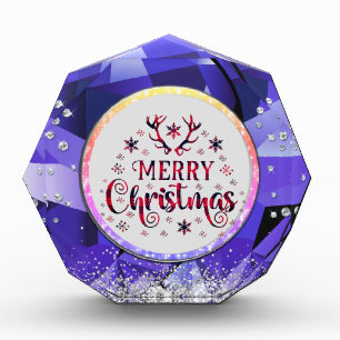 Purple Gorgeous Emerald  Merry Christmas Acrylic Award