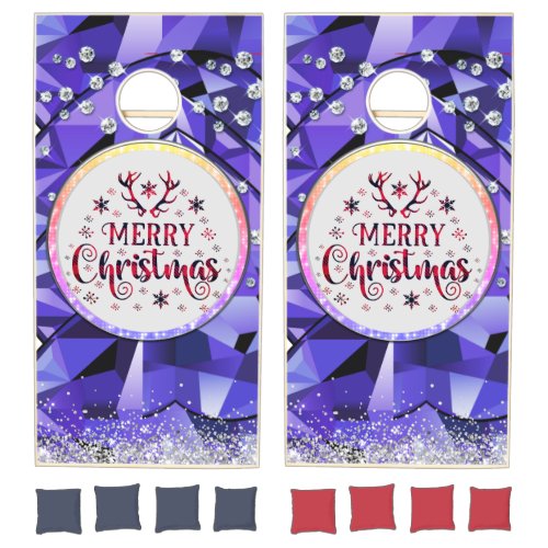 Purple Gorgeous Emerald  Merry Christmas  Cornhole Set