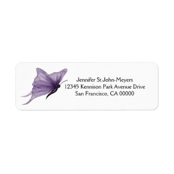 Purple Gossamer Butterfly With Diamond Accents Label by dmboyce at Zazzle