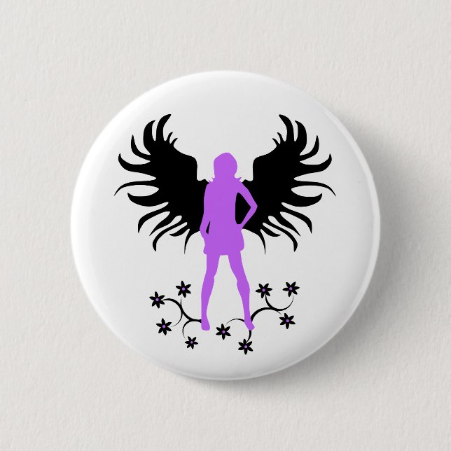 Purple Goth Angel button (Front)