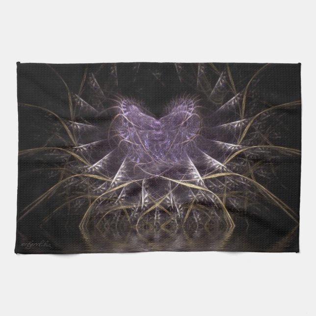 Purple Goth Fractal HeART 16x24in Tea Towel (Horizontal)