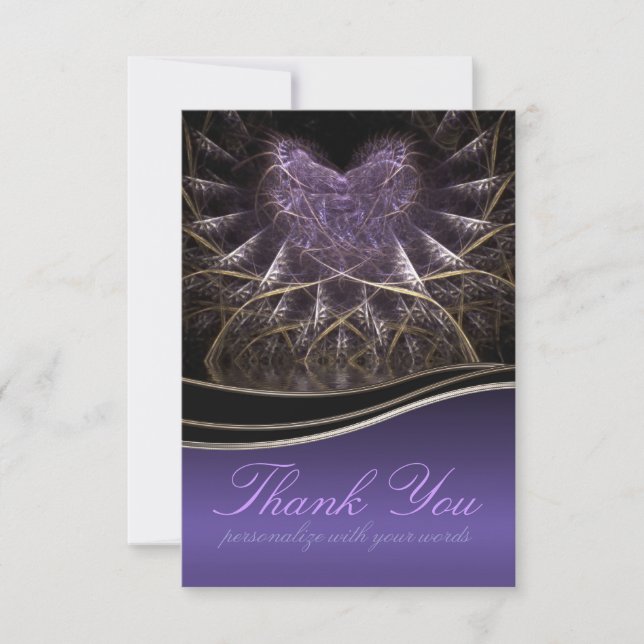 Purple Goth Heart Thank You Note Invitation (Front)