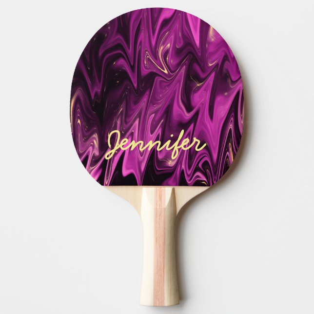 Purple goth pattern monogram ping pong paddle (Front)