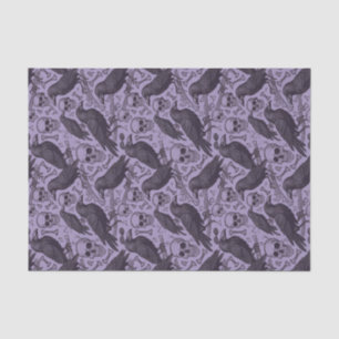 Purple Goth Skull & Raven, Midnight Macabre Tissue Paper