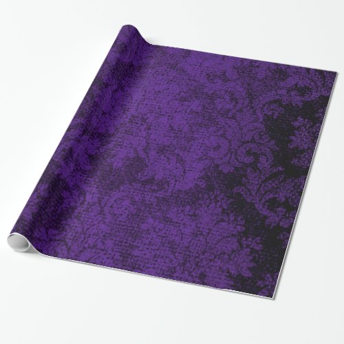 Purple Goth Victorian Damask Vintage Wallpaper Wrapping Paper