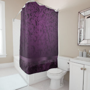 Purple Gothic Chic Eggplant and Black Moons Shower Curtain