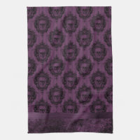 Dark Black Hot Pink Goth Skulls Kitchen Towel, Zazzle