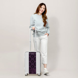 Purple Gothic Chic Eggplant and Black Skulls Luggage
