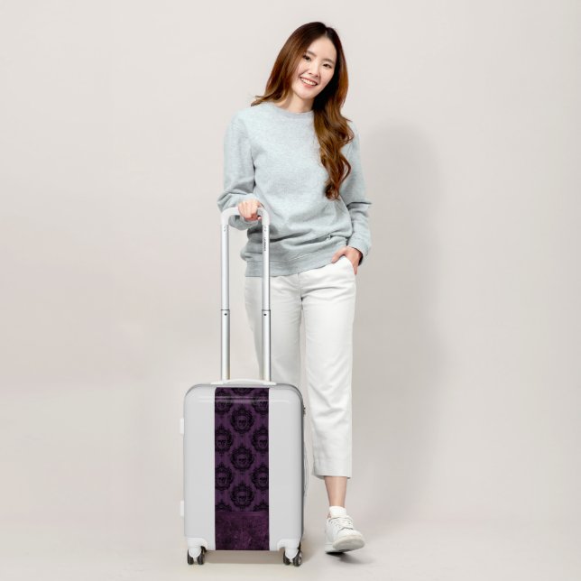 Purple Gothic Chic | Eggplant and Black Skulls Luggage (Scale)