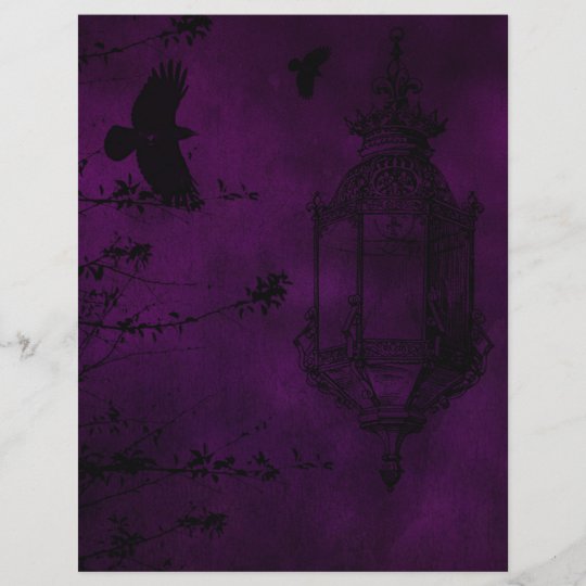 Purple Gothic Crows Scrapbook Paper