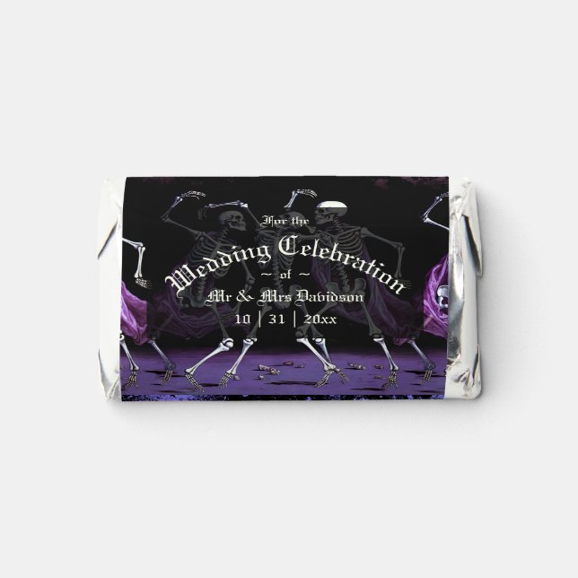 Purple Gothic Dancing Skeletons Wedding Favors (Front)