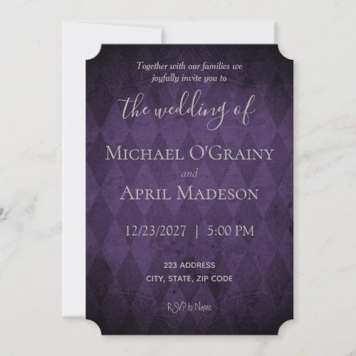 Purple Gothic Dark Wedding Invitation